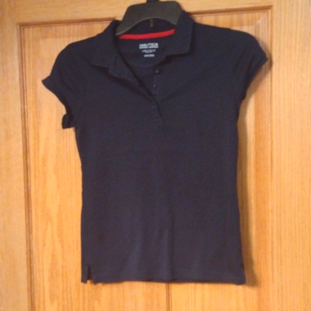 Nautica Navy Blue Collared Shirt 12/14 Girls Polo School Uniform